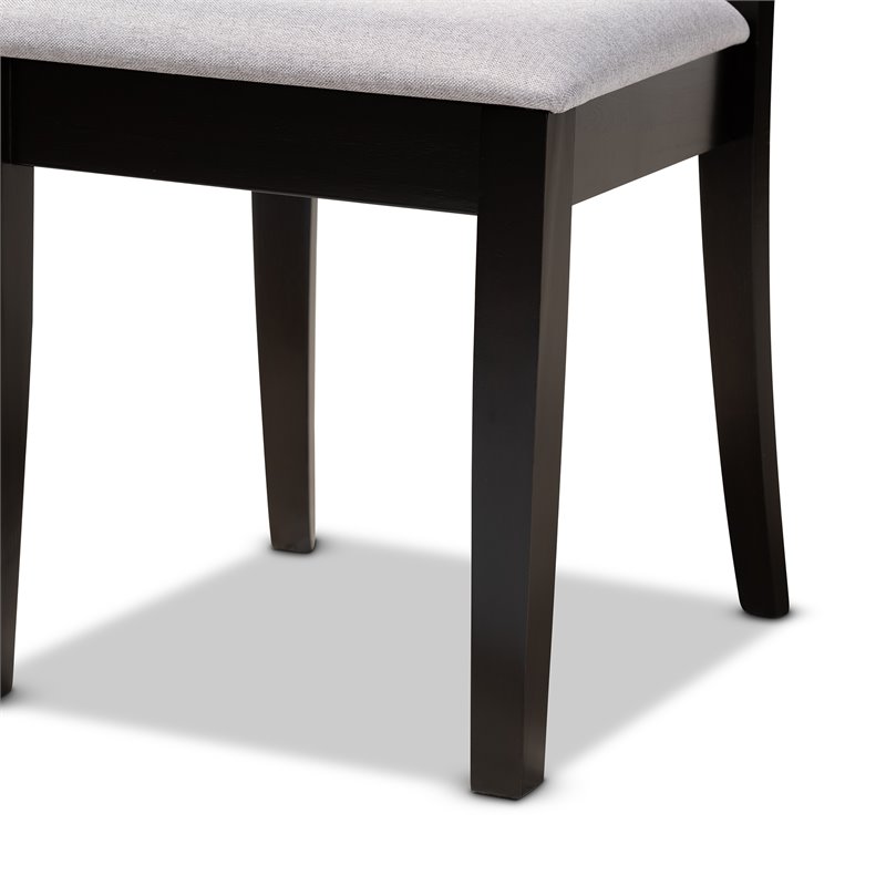 Bowery Hill Gray Upholstered Espresso Finished Wood 7-Piece Dining Set