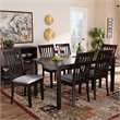 Bowery Hill Gray Upholstered Espresso Finished Wood 7-Piece Dining Set