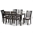 Bowery Hill Gray Upholstered Espresso Finished Wood 7-Piece Dining Set