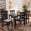 Bowery Hill Gray Upholstered Espresso Finished Wood 5-Piece Dining Set