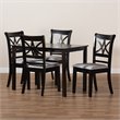 Bowery Hill Gray Upholstered Espresso Finished Wood 5-Piece Dining Set