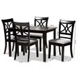Bowery Hill Gray Upholstered Espresso Finished Wood 5-Piece Dining Set
