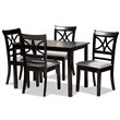 Bowery Hill Gray Upholstered Espresso Finished Wood 5-Piece Dining Set