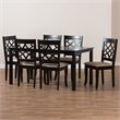 Bowery Hill Sand Upholstered Espresso Finished Wood 7-Piece Dining Set