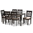Bowery Hill Sand Upholstered Espresso Finished Wood 7-Piece Dining Set