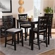 Bowery Hill Gray Upholstered Espresso Finished Wood 5-Piece Pub Set