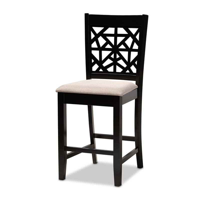 Bowery Hill Sand Upholstered Espresso Finished Wood 5-Piece Pub Set