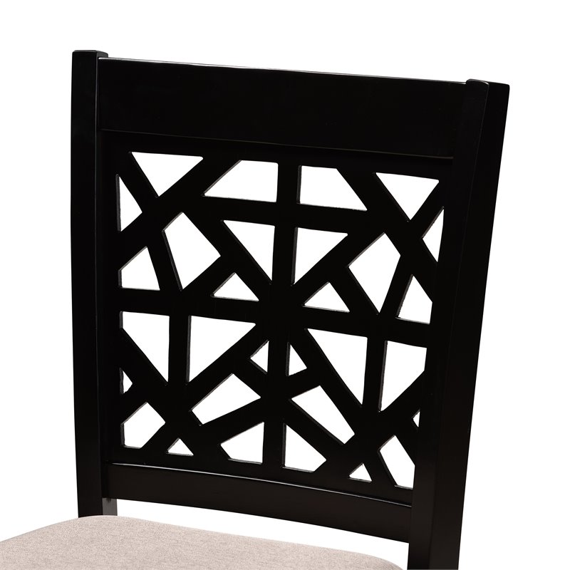 Bowery Hill Sand Upholstered Espresso Finished Wood 5-Piece Pub Set