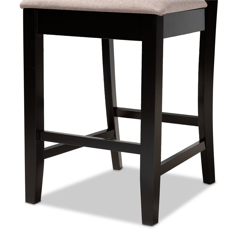 Bowery Hill Sand Upholstered Espresso Finished Wood 5-Piece Pub Set