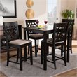 Bowery Hill Sand Upholstered Espresso Finished Wood 5-Piece Pub Set