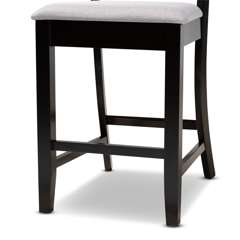 Bowery Hill Gray Upholstered Espresso Finished Wood 5-Piece Pub Set
