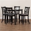Bowery Hill Gray Upholstered Espresso Finished Wood 5-Piece Pub Set