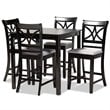 Bowery Hill Gray Upholstered Espresso Finished Wood 5-Piece Pub Set