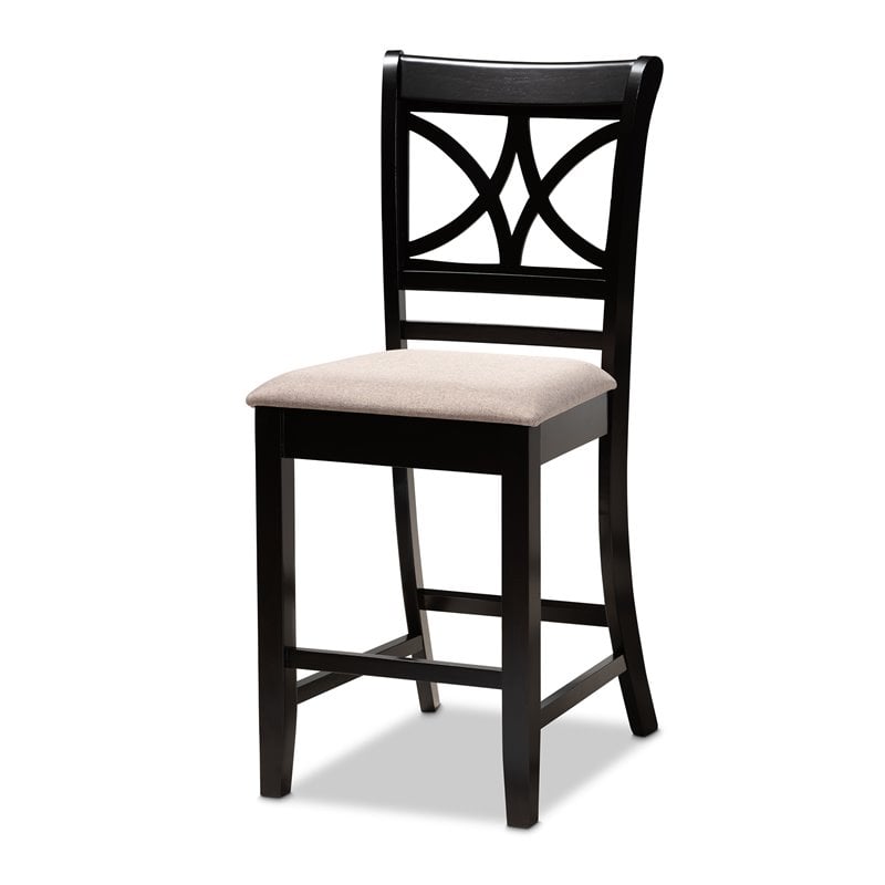 Bowery Hill Sand Upholstered Espresso Finished Wood 5-Piece Pub Set