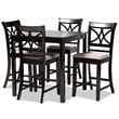 Bowery Hill Sand Upholstered Espresso Finished Wood 5-Piece Pub Set