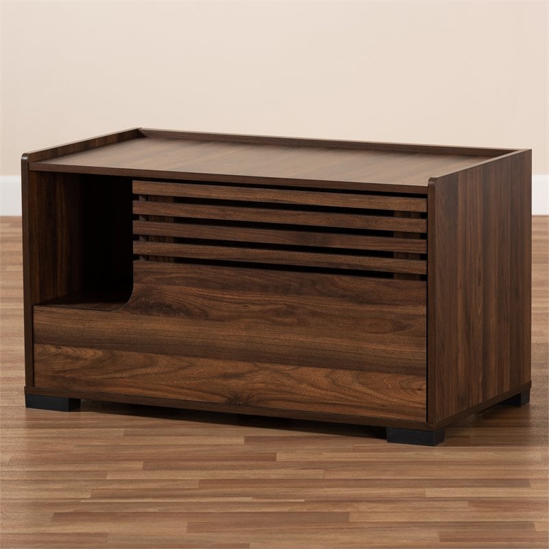 Bowery Hill Walnut Brown Finished Cat Litter Box Cover House