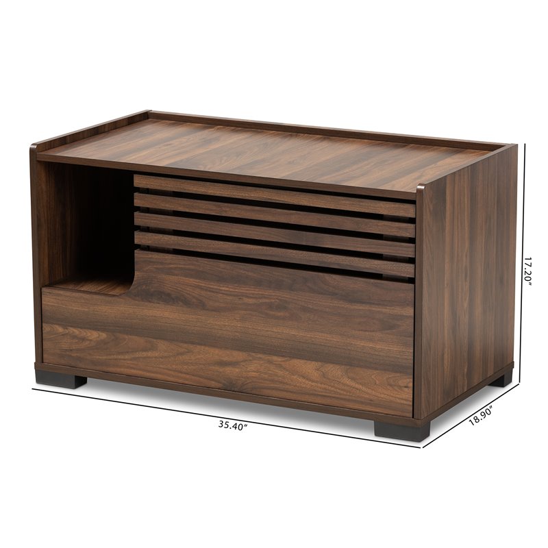 Bowery Hill Walnut Brown Finished Cat Litter Box Cover House