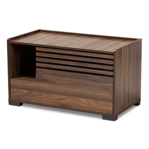 Bowery Hill Walnut Brown Finished Cat Litter Box Cover House