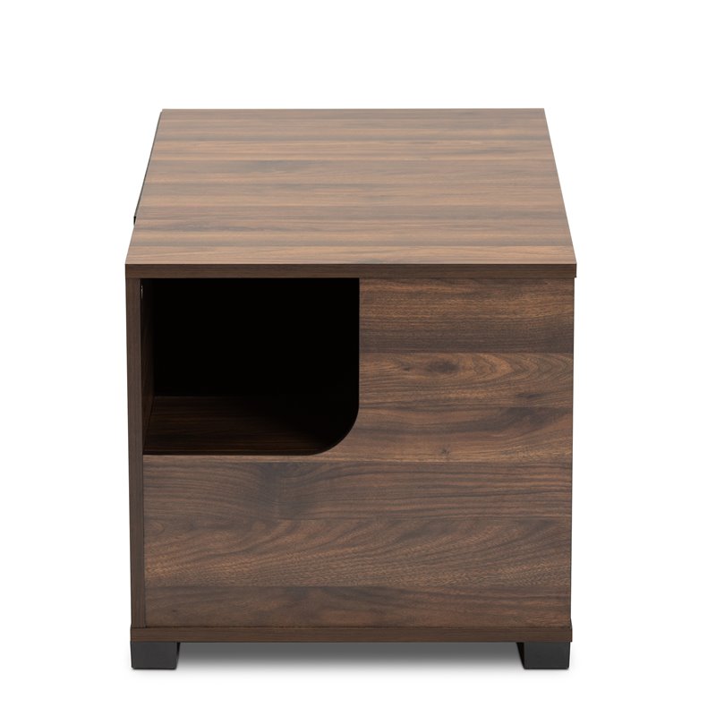 Bowery Hill Modern Walnut Brown Finished 2-Door Cat Litter Box Cover House