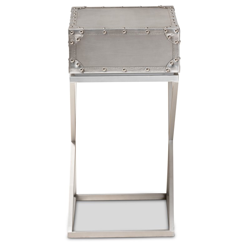 Bowery Hill French Silver Metal 1-Drawer Nightstand