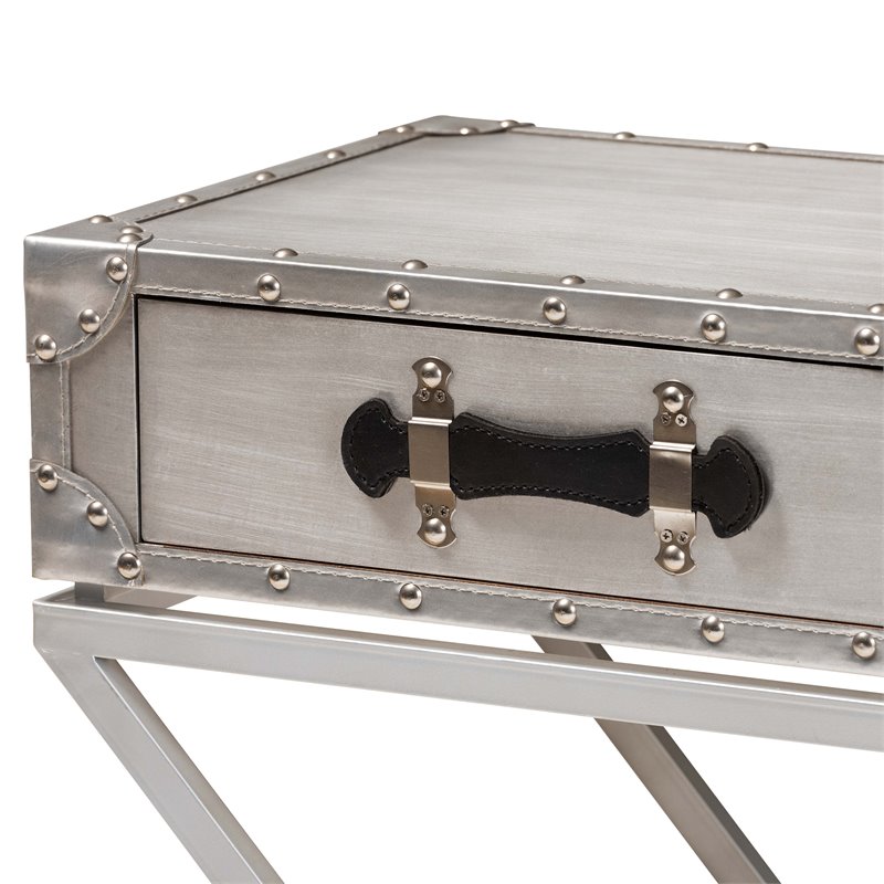 Bowery Hill French Silver Metal 1-Drawer Nightstand