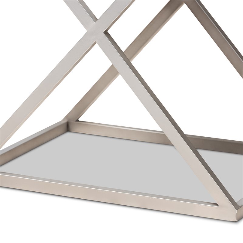 Bowery Hill French Silver Metal 1-Drawer Nightstand