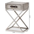 Bowery Hill French Silver Metal 1-Drawer Nightstand