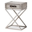 Bowery Hill French Silver Metal 1-Drawer Nightstand