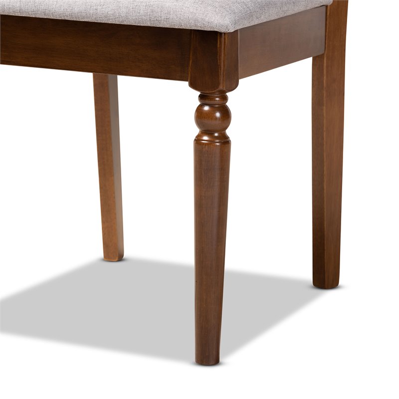 Bowery Hill Upholstered Gray Dining Chair Set Oak Wood Cut-Out Back 37.4