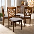 Bowery Hill Upholstered Gray Dining Chair Set Oak Wood Cut-Out Back 37.4