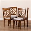 Bowery Hill Upholstered Gray Dining Chair Set Oak Wood Cut-Out Back 37.4