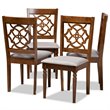 Bowery Hill Upholstered Gray Dining Chair Set Oak Wood Cut-Out Back 37.4