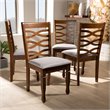 Bowery Hill Gray Upholstered Walnut Wood 4-Piece Dining Chair Set