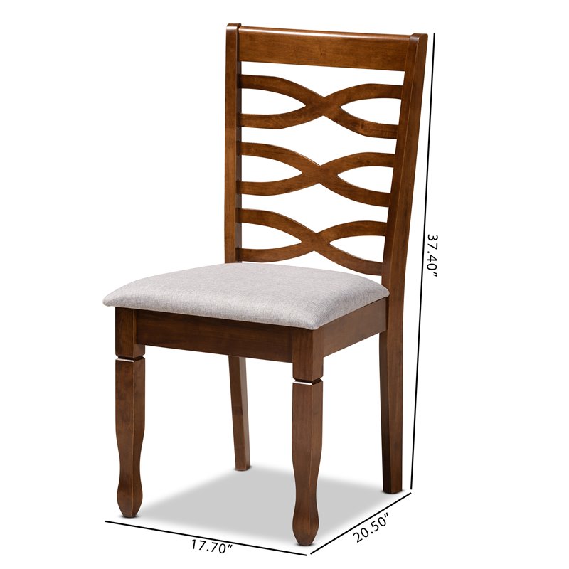 Bowery Hill Gray Upholstered Walnut Wood 4-Piece Dining Chair Set