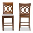 Bowery Hill Gray Upholstered Walnut Finished Wood 2-Piece Pub Chair Set