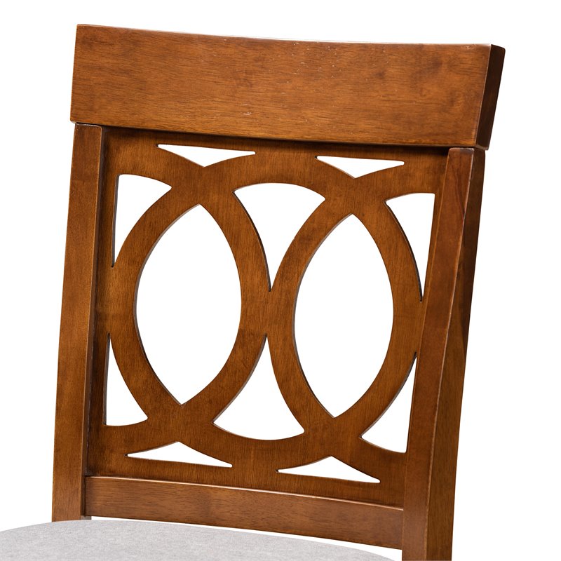 Bowery Hill Gray Upholstered Walnut Finished Wood 2-Piece Pub Chair Set