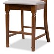 Bowery Hill Gray Upholstered Walnut Finished Wood 2-Piece Pub Chair Set
