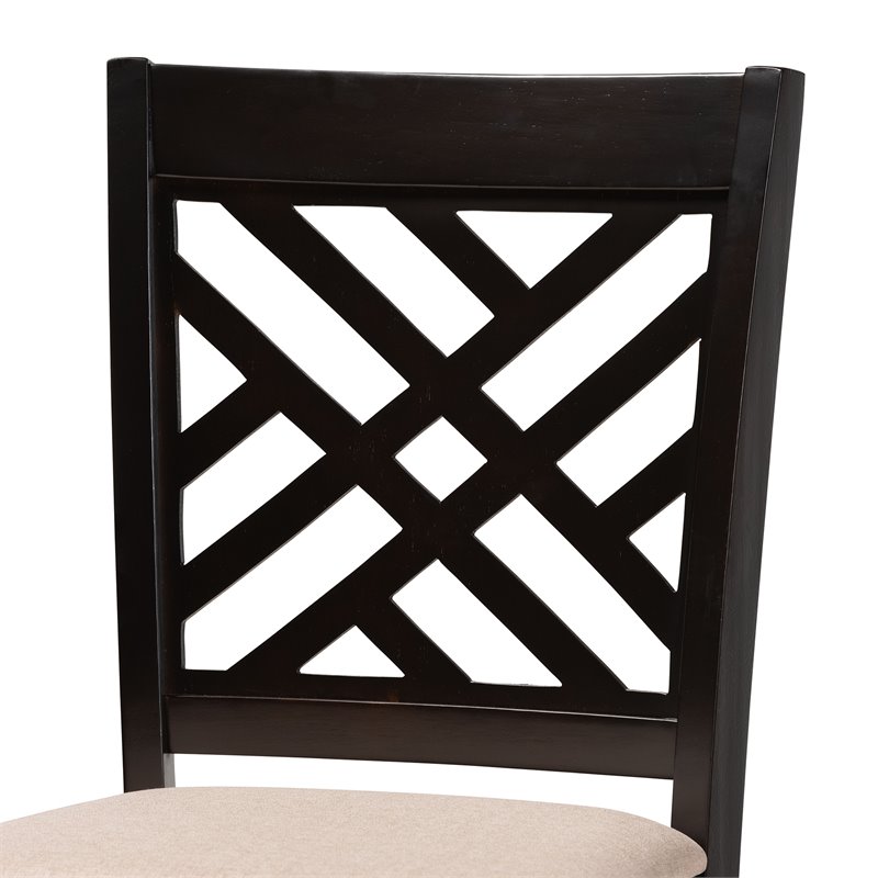 Bowery Hill Brown Upholstered Espresso Wood 2-Piece Bar Stool Set