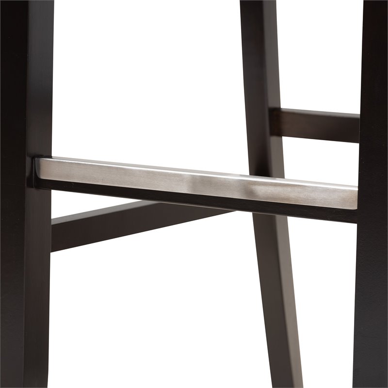 Bowery Hill Brown Upholstered Espresso Wood 2-Piece Bar Stool Set