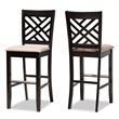 Bowery Hill Brown Upholstered Espresso Wood 2-Piece Bar Stool Set