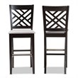 Bowery Hill Gray Upholstered Espresso Wood 2-Piece Bar Stool Set