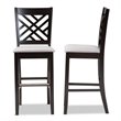 Bowery Hill Gray Upholstered Espresso Wood 2-Piece Bar Stool Set