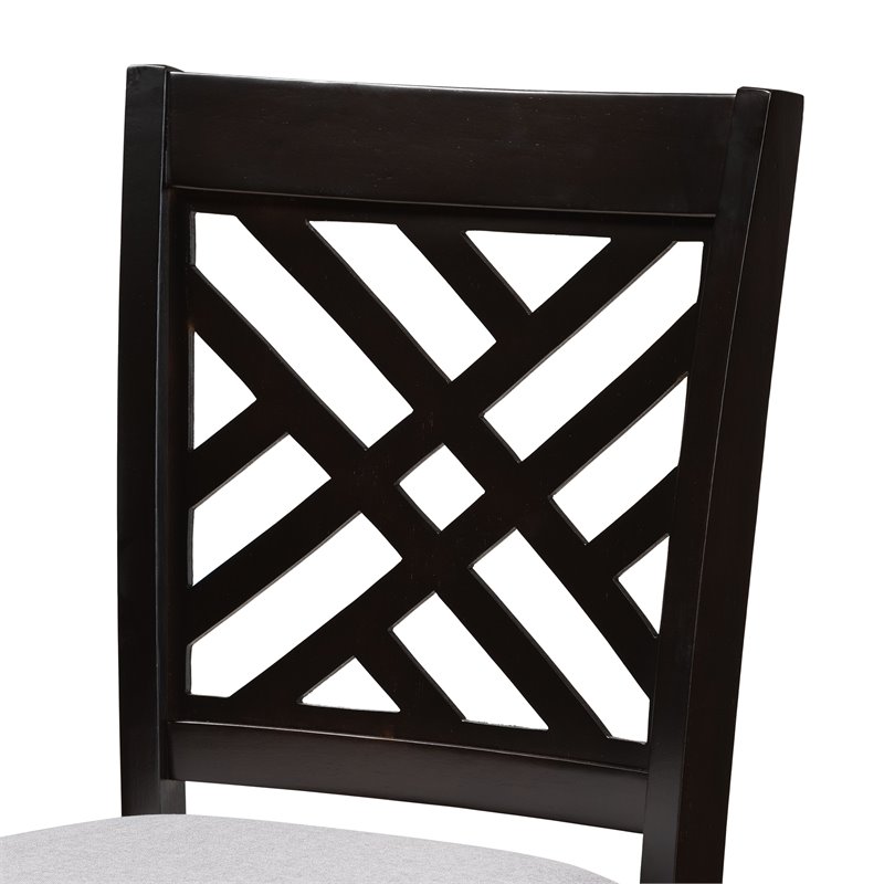 Bowery Hill Gray Upholstered Espresso Wood 2-Piece Bar Stool Set