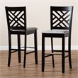 Bowery Hill Gray Upholstered Espresso Wood 2-Piece Bar Stool Set