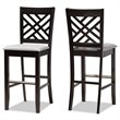 Bowery Hill Gray Upholstered Espresso Wood 2-Piece Bar Stool Set