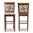 Bowery Hill Gray Upholstered Walnut Finished Wood 2-Piece Bar Stool Set