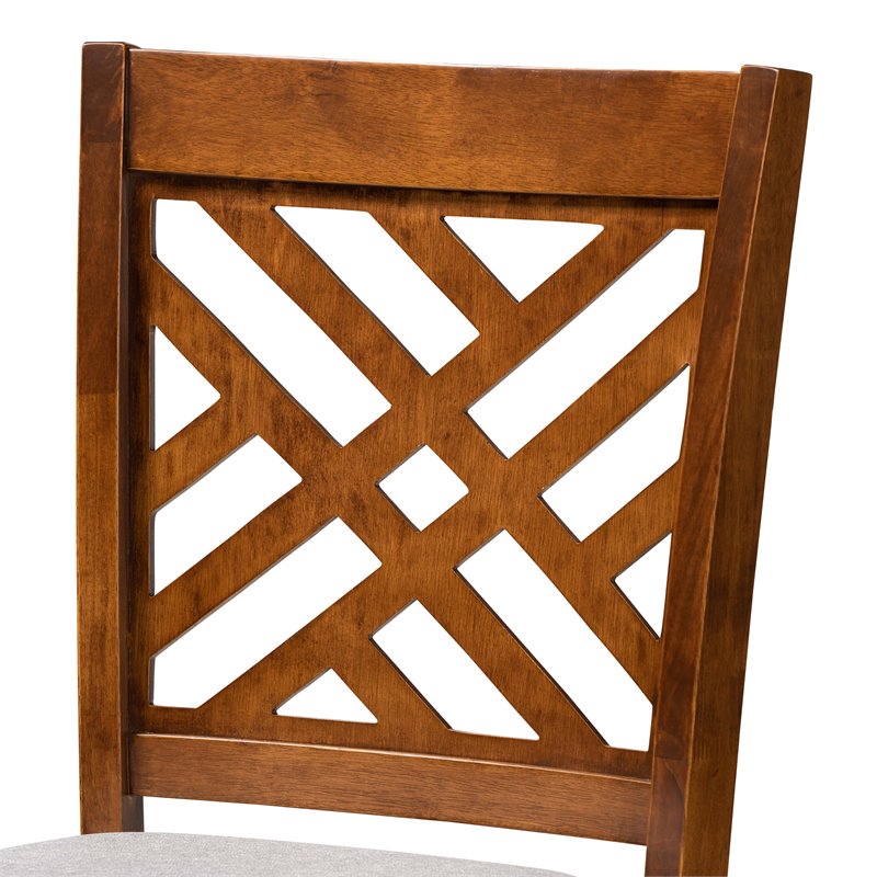 Bowery Hill Gray Upholstered Walnut Finished Wood 2-Piece Bar Stool Set