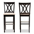 Bowery Hill Contemporary Brown Upholstered Espresso Wood 2-Piece Bar Stool Set