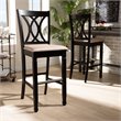 Bowery Hill Contemporary Brown Upholstered Espresso Wood 2-Piece Bar Stool Set