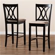 Bowery Hill Contemporary Brown Upholstered Espresso Wood 2-Piece Bar Stool Set